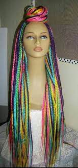 Rainbow Color Box Braids On A Full Frontal Lace To Create Natural Illusion Of The Unit It Can Be Styl Box Braids Hairstyles Long Box Braids Braided Hairstyles