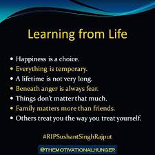 Ripsushantsinghrajput Sushantsinghrajput Learningfromlife In 2020 Happiness Is A Choice Inspirational Quotes Family Matters