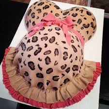 Baby Bump Cheetah Dress Baby Shower Cake Baby Shower Cakes Girl Leopard Baby Showers Pregnant Belly Cakes