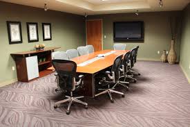 Our Formal Conference Room Geiger Wood Table With Aluminum Base Aeron Chairs Wayfair Living Room Chairs Upholstered Chairs Fire Pit Table And Chairs