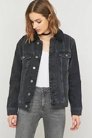 Bdg Oversized Western Sherpa Black Denim Jacket Urban Outfitters Black Denim Jacket Coats Jackets Women Denim Jacket