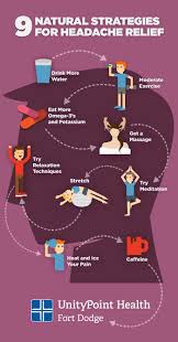 9 Natural Strategies For Headache Relief Infographic
