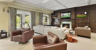 Game room/bar, new construction, wood paneling, wood ceiling coffers, custom pool table, built in media centers, custom. 4 Awesome Home Theaters For Football Soccer Season Soundworks Inc