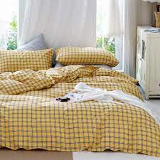 Buy top selling products like madison park essentials bernard 3m scotchgard down alternative comforter set and brushed microfiber hendon plaid comforter in red. Amazon Com Clothknow Mustard Grid Comforter Sets Queen Geometric Plaid Bedding Comforter Full Girls Boys Comforter Black White Checker Tartan Bedding Yellow 3pcs Comforter Sets Women Men Bedding Kitchen Dining