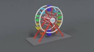 Low Poly Cartoon Luna Park Ferris Wheel 3d Model In 2020 Low Poly 3d Models Low Poly Low Poly 3d