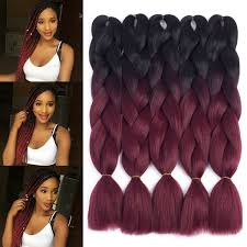 H/h kinky bulk product code: Xpression Braiding Hair Jumbo Box Braids Ombre Hair Extensions 5 Packs 100 G Pack 24 Black Wine Red Wish