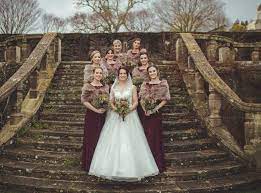 Purple Dress With Fur Wrap For Bridesmaids Winter Wedding Bridesmaids Burgundy Bridesmaid Dresses Winter Winter Wedding Fur