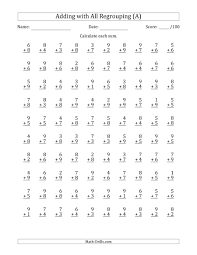 We found some images about 100 math facts multiplication worksheets for 5th grade pdf, writing worksheets for 5th grade pdf, writing lessons for 5th grade persuasive, reading comprehension worksheets for 5th grade pdf, social studies worksheets for 5th grade pdf. 100 Single Digit Addition Questions With All Regrouping A