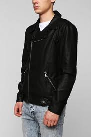 Urban Outfitters Charles 12 Asymmetrical Faux Leather Moto Jacket In Black For Men Lyst
