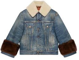 Gucci Soave Amore Guccification Denim Jacket Denim Women Denim Jacket Women Blue Leather Jacket