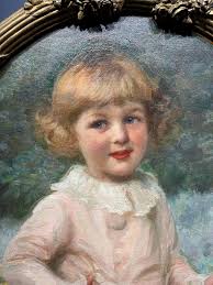 Late 19th century Portrait of a young boy in a Summer landscape with flowers