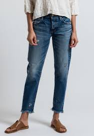 Moussy Mv Kelley Tapered Leg Jeans In Mid Blue Santa Fe