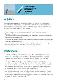 Definición significa acción y efecto de definir. Iaf Memoria I Programa De Emprendimiento En Industrias Creativas Y Culturales Pagina 2 3 Created With Publitas Com
