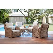 La Z Boy Sawyer 6 Piece Wicker Outdoor Seating Set With Sunbrella Spectrum Grenadine Cushion Hsaw 6pc O The Home Depot Teak Patio Furniture Outdoor Furniture Deck Furniture