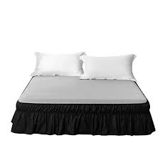 To put a bedskirt on a bed with sides. Luxxurecare Three Fabric Sides Wrap Around Elastic Bed Skirt Easy On Easy Off Hotel 1500 Tc 1 Piece Around Bed Skirt 10 Drop Length California King White Solid 100 Egyptian Cotton Home Bedding