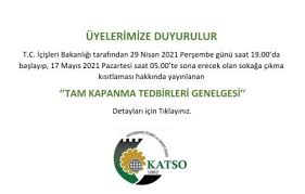 İçişleri bakanlığı, konuyla ilgili valiliklere kademeli normalleşme tedbirleri başlıklı genelge gönderdi. Tam Kapanma Tedbirleri Genelgesi Kastamonu Ticaret Ve Sanayi Odasi Katso