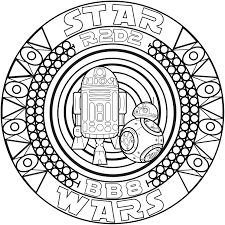 A Mandala Inspired By Star Wars With The Robots Bb8 And R2d2from The Gallery Mandalasartist Mandala Coloring Pages Star Wars Colors Star Wars Coloring Book