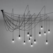 Maman Is A Set Of 14 Led Suspension Lights Linked To A Central Base By Black Silicon Cables Maman Is Available 2 Versi Ceiling Lamp Ceiling Lights Chandelier