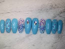 By adminposted on august 7, 2020. Baby Blue Bling Nails With Iridescent Crystals Ombre Coffin Etsy