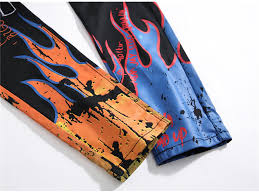 Men S Fashion Letters Flame Black Printed Jeans Slim Straight Colored Painted Stretch Pants Jeans Aliexpress Kali ini saya membuat gambar kereta api. aliexpress