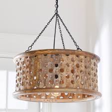 Carved Wood Drum Shade Pendant Oversized Pendant Light Drum Light Drum Shade