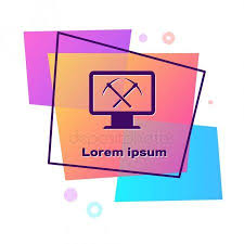 Purple Mining Concept With Laptop And Pickaxe Icon Isolated On White Background Affiliate Concept Concept Vector Illustration Layout Design Inspiration