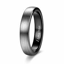Black And Silver Mens Ring 4mm I Love You Engraved Black Silver Tungsten Mens Ring Rings For Men Tungsten Mens Rings Mens Band Rings