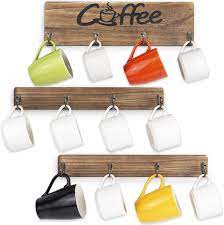 Shop home décor & more. Amazon Com Olakee Coffee Mug Holder Rustic Mug Rack Wall Mounted With Coffee Sign 12 Coffee Cup Hangers For Kitchen Organizer Coffee Nook Decor Carbonized Black Home Improvement
