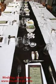 White Table Cloth With Black Runner I Love It White Table Settings Black And White Theme White Table Cloth