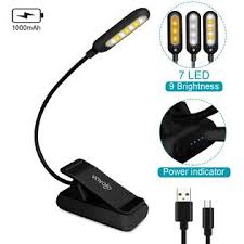 Vavofo Clip On Book Light For Bed Kids 7 Led Reading Light With 9 Level Warm Cool White Daylight Eye Care Lamp With Power Indicator