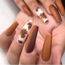 60 Must Try Nail Designs This Autumn Fall Flowers Nail Design Fall Nails Fall Nail Art Pumpkin Nail Fall Acrylic Nails Long Acrylic Nails Cute Acrylic Nails
