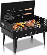 Amazon.com: Parrilla de carbón portátil, parrilla plegable para barbacoa al aire libre con accesorios de barbacoa y tapa para cocinar, camping, picnic, senderismo, playa, fiesta, patio, ahumadores, pequeña : Patio, Césped y