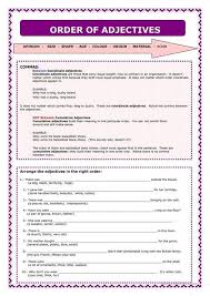 Word Order Of Adjectives Order Of Adjectives Adjective Worksheet Order Of Adjectives Worksheet