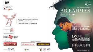 Ar Rahman Encore The Concert With Mtv Ahmedabad Book Premium Seats Featuring ar rahman, benny dayal, javed ali, jonita. creative yatra