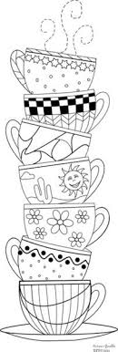 Embroidery Pattern Tea Cups Coloriage Dessin Coloriage Image A Colorier