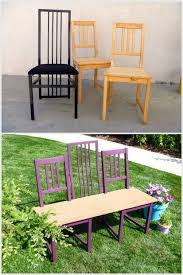 Making Three Chairs Into One Fantastic Bench Outdoor Dining Furniture Dining Furniture Makeover Rustic Dining Furniture