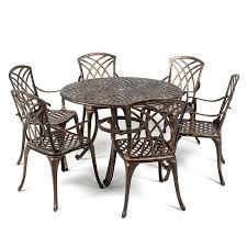 Metal Garden Furniture Set Patio Antique Dining Table 6 Chairs Cast Aluminium Muebles