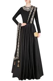 Latest designer party wear heavy georgette suit long dress anarkali lehenga. Black Floral Embroidered Anarkali Gown With Attached Dupatta Available Only At Pernia S Pop Up Shop 2021