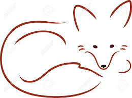 An Outline Image Of A Cute Red Fox Curled Up And Resting Fox Drawing Outline Images Fox Crafts