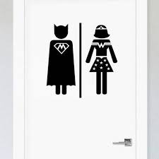 Men Women Restrooms Sign Funny Superhero Toilet Sticker For Bathroom Door Review Bathroom Doors Restroom Sign Bathroom Signs