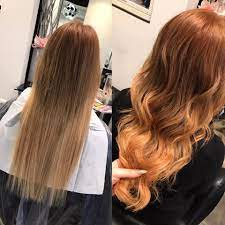 Balayage Vorher Nachher Copper Olaplex Waves Frisuren Langhaar Haare Strahnentechniken