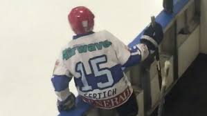The legendary Mark Sertich celebrated his 98th birthday by hopping over the  boards, playing hockey
