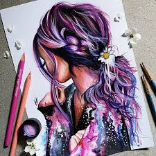 Hipster Hair What Do You Guys Think I Ve Used Marramarraofficial Pencils And Ecoline Happy Friday Colorful Drawings Art Drawings Cool Art Drawings