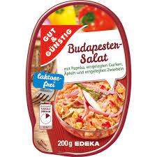 Vous pouvez consulter la liste des ingrédients du produit budapester salat ainsi que ses apports nutritifs, caloriques, les additifs. Gut Gunstig Budapester Salat 200 G Weitere Salate Salate Feinkost Fisch Kuhlprodukte Alle Produkte Online Bestellen Konsum Leipzig