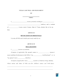 You also need to familiarize yourself or if your aim is to protect your loved ones and their inheritance then you should consider creating a testamentary trust will. Fillable Texas Last Will And Testament Form Free Formspal