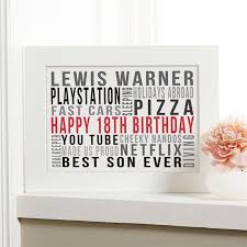 Upk gifts 16th birthday personalised gift word art keepsake any age 16 1st 16th 18th 21st 30th 40th 50th 60th 70th son daughter dad daddy grandad mum gran 4.8 out of 5 stars 44 £7.99 £ 7. 18th Birthday Gift Ideas For Son Fashion Slap