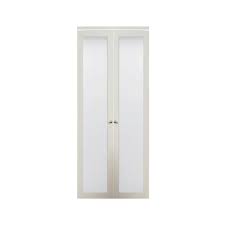 Truporte 24 In X 80 In 3010 Series 1 Lite Tempered Frost Glass Off White Composite Interior Closet Wood Bi Fold Door 247230 The Home Depot Bifold Closet Doors Bifold Doors Doors Interior