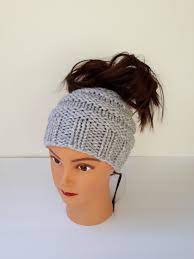 Women S Knit Hat Women S Messy Bun Knit Hat Womens Etsy Messy Bun Knitted Hat Knitting Women Winter Hats For Women