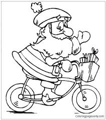 All sports coloring pages including this bike riding coloring page can be downloaded and printed. Santa Claus Riding A Bicycle To Prepare The Christmas Day Coloring Pages Christmas Coloring Pages Coloring Pages For Kids And Adults
