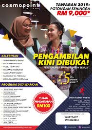 Semakan keputusan permohonan juga akan dibuat secara 'online'. Permohonan Cosmopoint College Sabah 2018